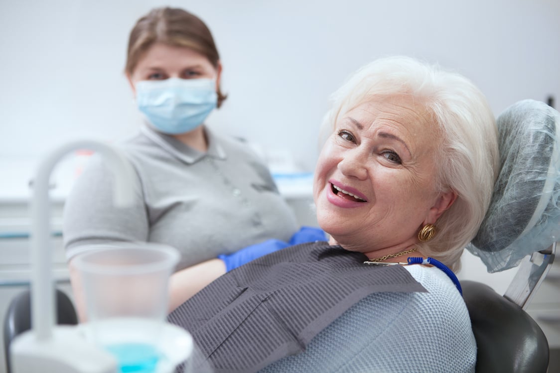 Senior woman at dental clinic